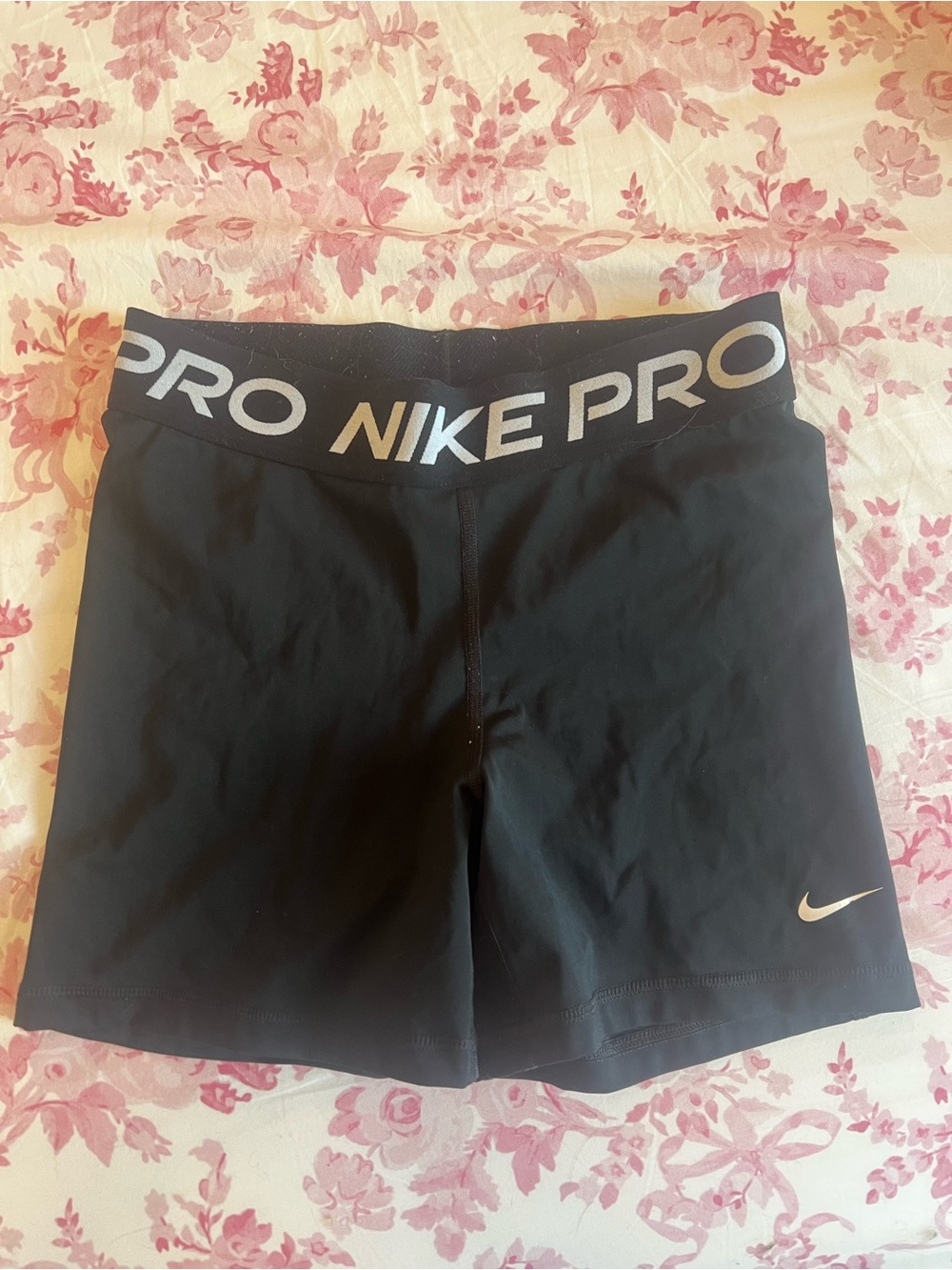 Nike Black Pro Compression Bike Shorts with Silver Logo